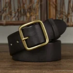 IronStitch™ 3.8cm Wide Vintage Leather Belt for Men – 100% Genuine Cowhide with Copper Pin Buckle 4