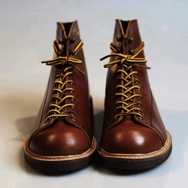 Genuine Cow Leather Vintage Leather Motorcycle Boots | Handmade Winter Work Ankle Boots 4