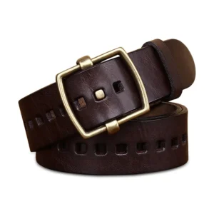 CuirLux™ Men’s Premium 100% Pure Cowhide Belt – Sleek Metal Pin Buckle Waistband for Jeans & Business Casual 1