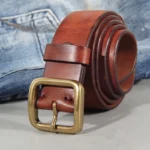 ForgeCraft™ 3.8cm Cowhide Handmade Leather Belt for Men – Retro Copper Buckle Soft Jeans Belt 2