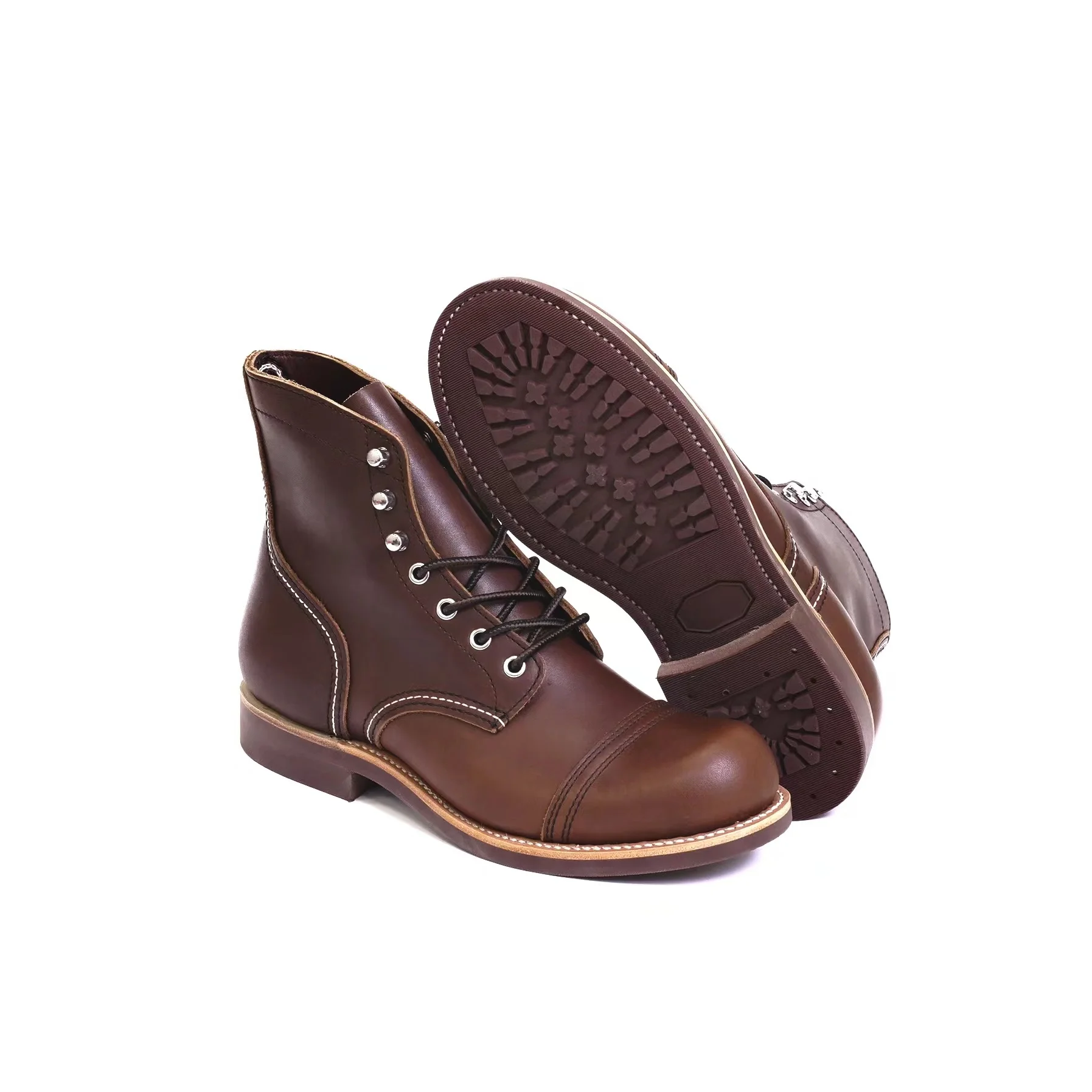 Genuine Leather 8111 Red Punk Heritage Boots – Handmade Cowhide Motorcycle Boots for Men 3