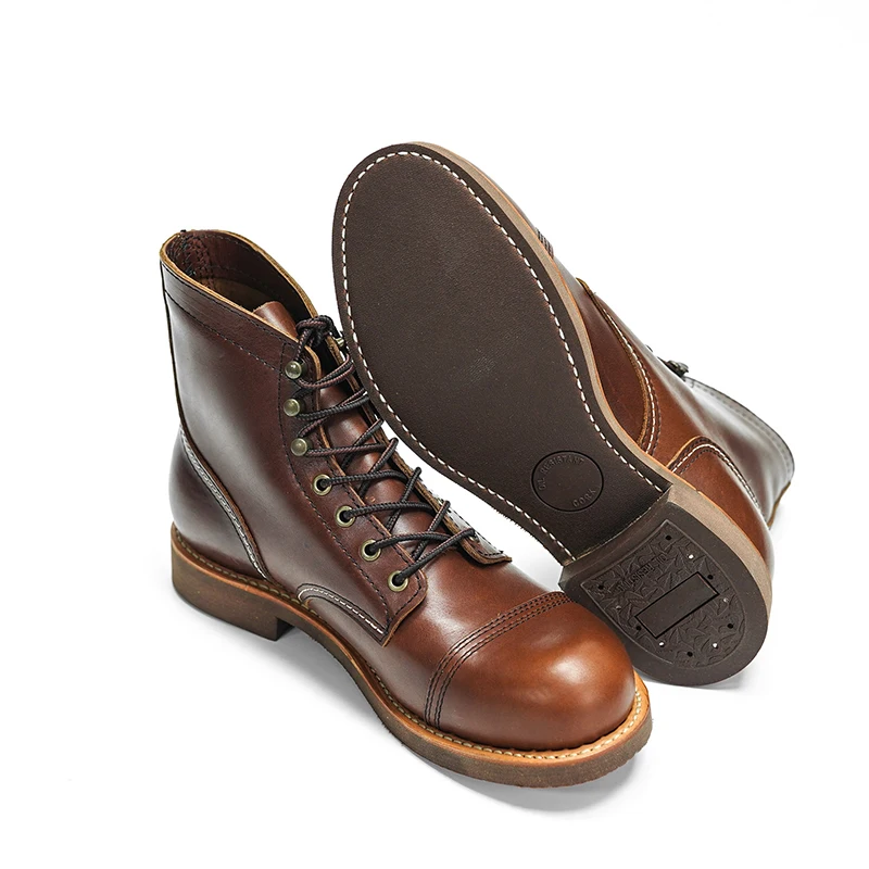 Genuine Leather 8111 Red Punk Heritage Boots – Handmade Cowhide Motorcycle Boots for Men 1