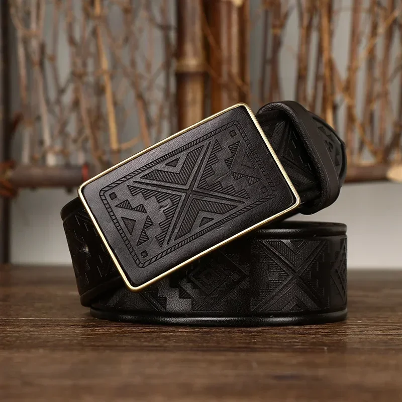 StreetGeo™ Geometric Cowhide Belt - Bold 3.8cm Cowboy Genuine Belt 5