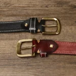 UrbanForge™ Korean Vintage Leather Belt for Men – 3.8CM Pure Cowhide with Brass Buckle, Handmade Fancy Retro Jeans Strap 6