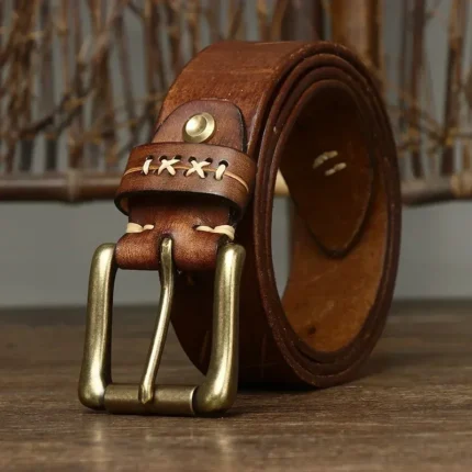 Ultimate 3.8cm LuxeCinch™ Pure Cowhide Leather Belt – Brass Pin Buckle 2