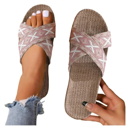 SummerChic™ Fruit-Print Canvas Indoor Heel Slippers - 8 cm cork-heel indoor slippers 1