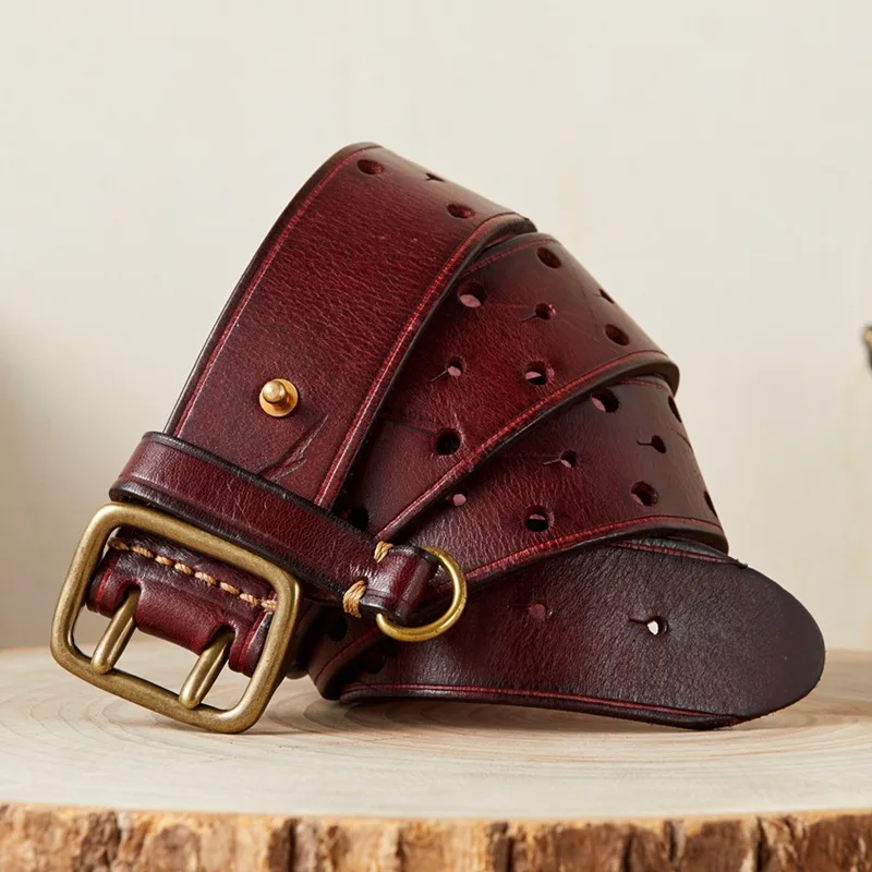 IronRidge™ 3.8CM Double Pin Buckle Belt – 100% Pure Cowhide Leather Men’s Luxury Thick Jeans Waistband 6