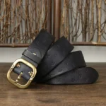 IronHide™ Embossed Genuine Leather Belt for Men – 3.8cm Wide Cowhide Strap with Solid Copper Buckle 5