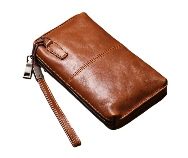 CarryCraft™ Men’s Top-Layer Genuine Leather Clutch – Large Capacity Soft Handbag & Mobile Wallet 21