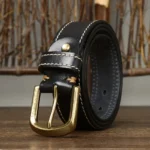 UrbanForge™ Korean Vintage Leather Belt for Men – 3.8CM Pure Cowhide with Brass Buckle, Handmade Fancy Retro Jeans Strap 3