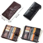 VaultCraft™ Men’s Genuine Leather Clutch Wallet – Vintage Long Zipper Purse with Card Holder & Phone Pocket 5