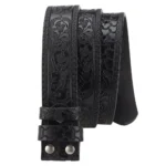 TrailFlora™ 3.8cm Vintage Embossed Leather Belt Strap – No-Buckle Floral Design for Men & Women 1