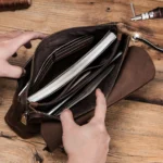 Luxury Unisex Genuine Leather CaféPort™ Vintage Cowhide Tech Clutch 3