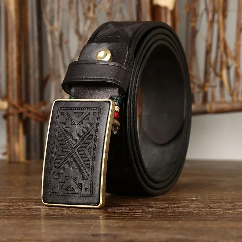 StreetGeo™ Geometric Cowhide Belt - Bold 3.8cm Cowboy Genuine Belt 2