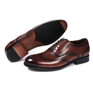 BrogueElite™ Men’s Genuine Leather Wingtip Oxford Lace‑Up Dress Shoes 18