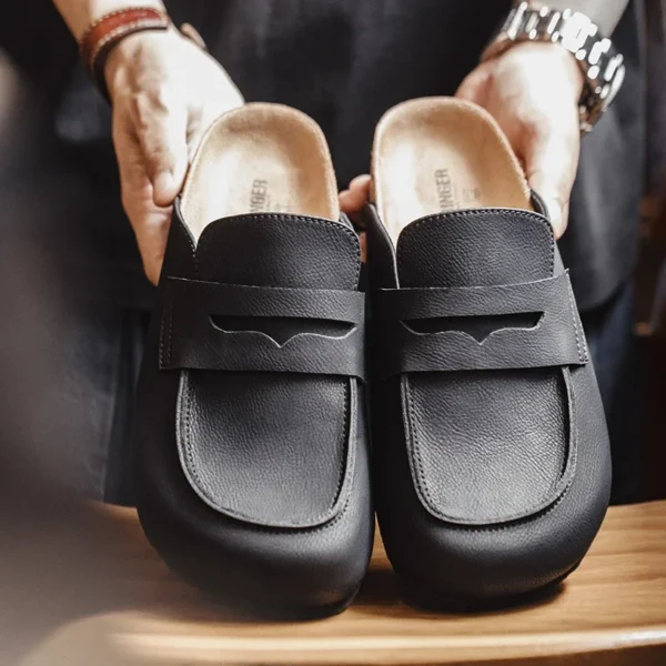 5-Star Ultimate Classic Penny Loafer Mules for Men – Soft Slip-On Vintage Casual Shoes (Black) 2