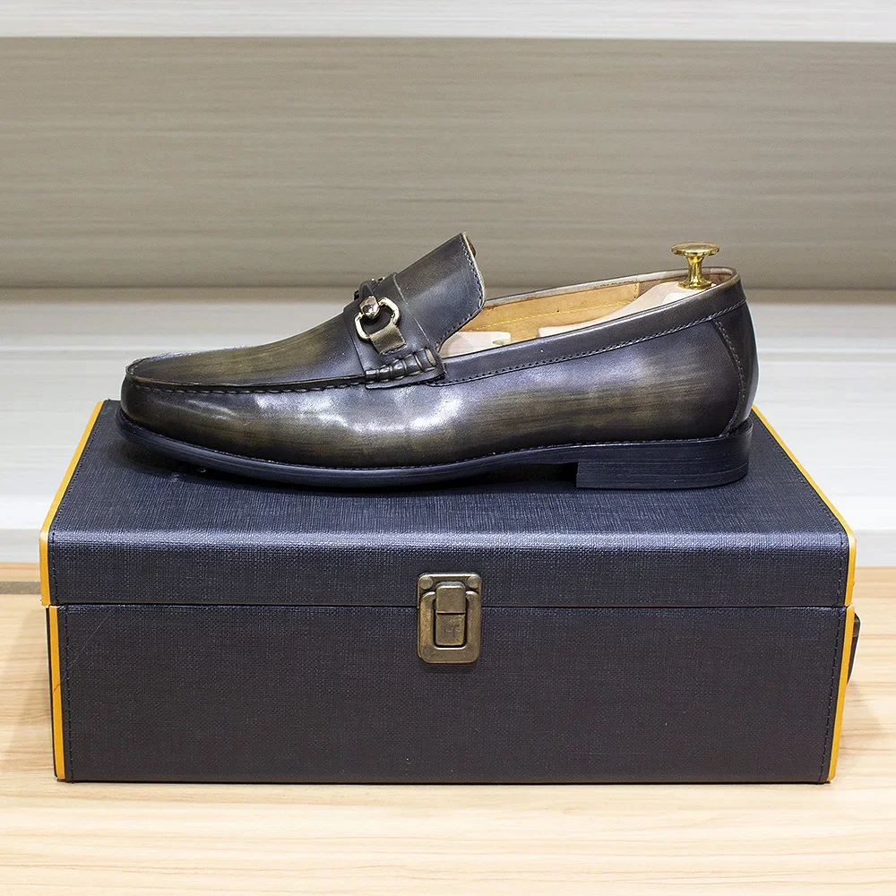 ClassicEdge™ Men’s Metal Chain Leather Loafers – Waterproof Handmade Slip‑Ons 3