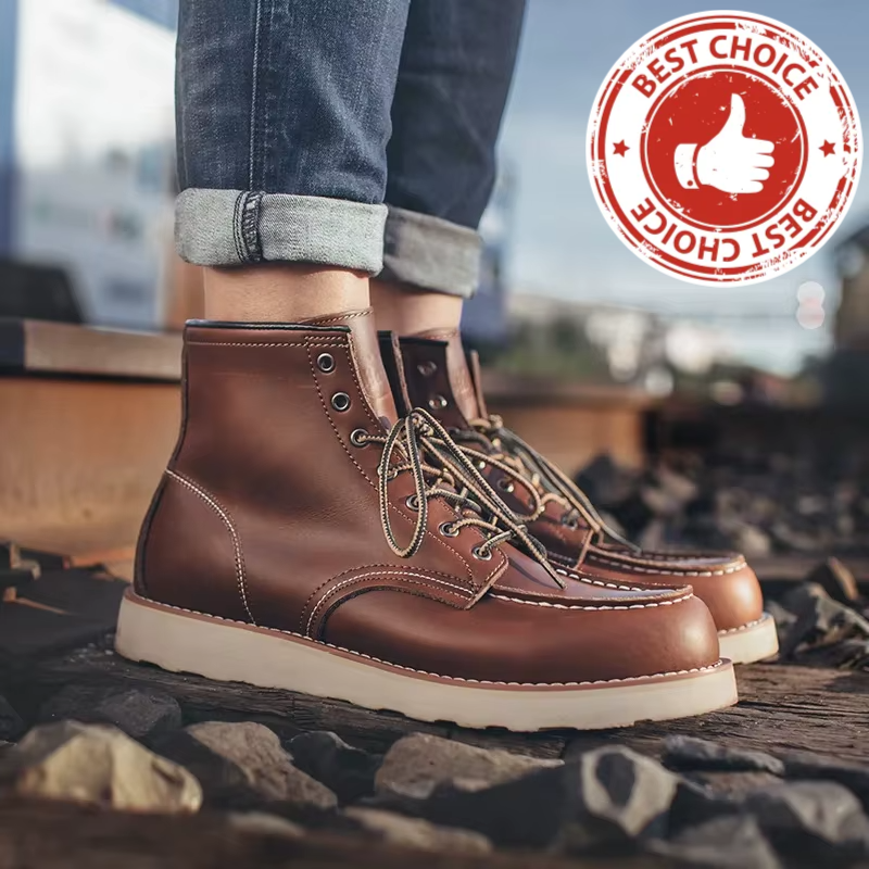 IronRider™ Vintage British Punk Work Boots – Winter Style | Red Motorcycle Boots for Men 2