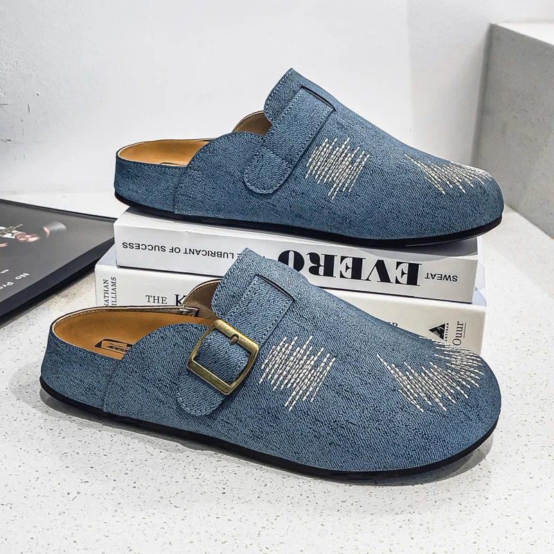 DENIVIN™ Denim Suede Arch-Support Mules – Men’s Summer Outdoor Slides 4