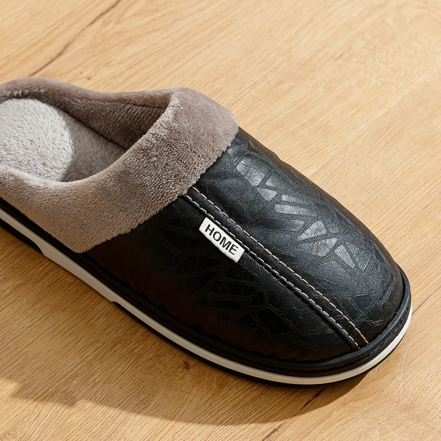 CozyStep™ Comfortable Waterproof PU Leather Winter Slippers – Big Sizes 5