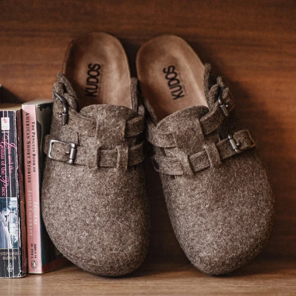 5-Star Premium Men’s Wool Felt Mules – Vintage Slip-On Cork-Sole Loafers 2