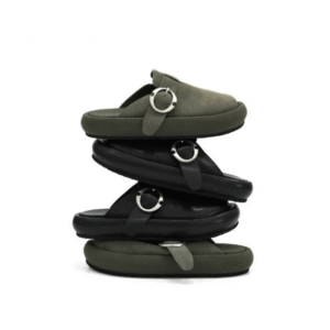 Green Arc Buckle Tire Slippers™ – Unisex Suede Beach Mules