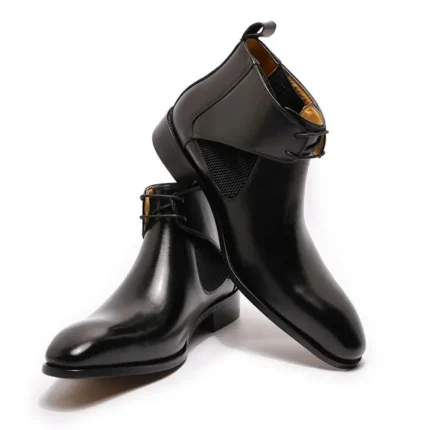 Ultimate UrbanForge™ Hand-Painted Leather Chelsea Lace-Up Boots – Waterproof Men’s Street Style 2