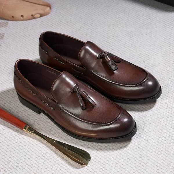 Classic Men Tassel Loafers – Genuine Cow Leather Handmade Slip-On Dress Shoes for Office, Wedding & Casual Wear 1