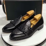 Luxury Men's Genuine Cow Leather Monk Strap Loafers | Slip-On Wedding & Business Dress Shoes 5