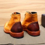 Handmade Men's Western Ankle Boots – Genuine Calfskin Leather, Lace-Up, Metal Toe, Winter Motorcycle Boots 5