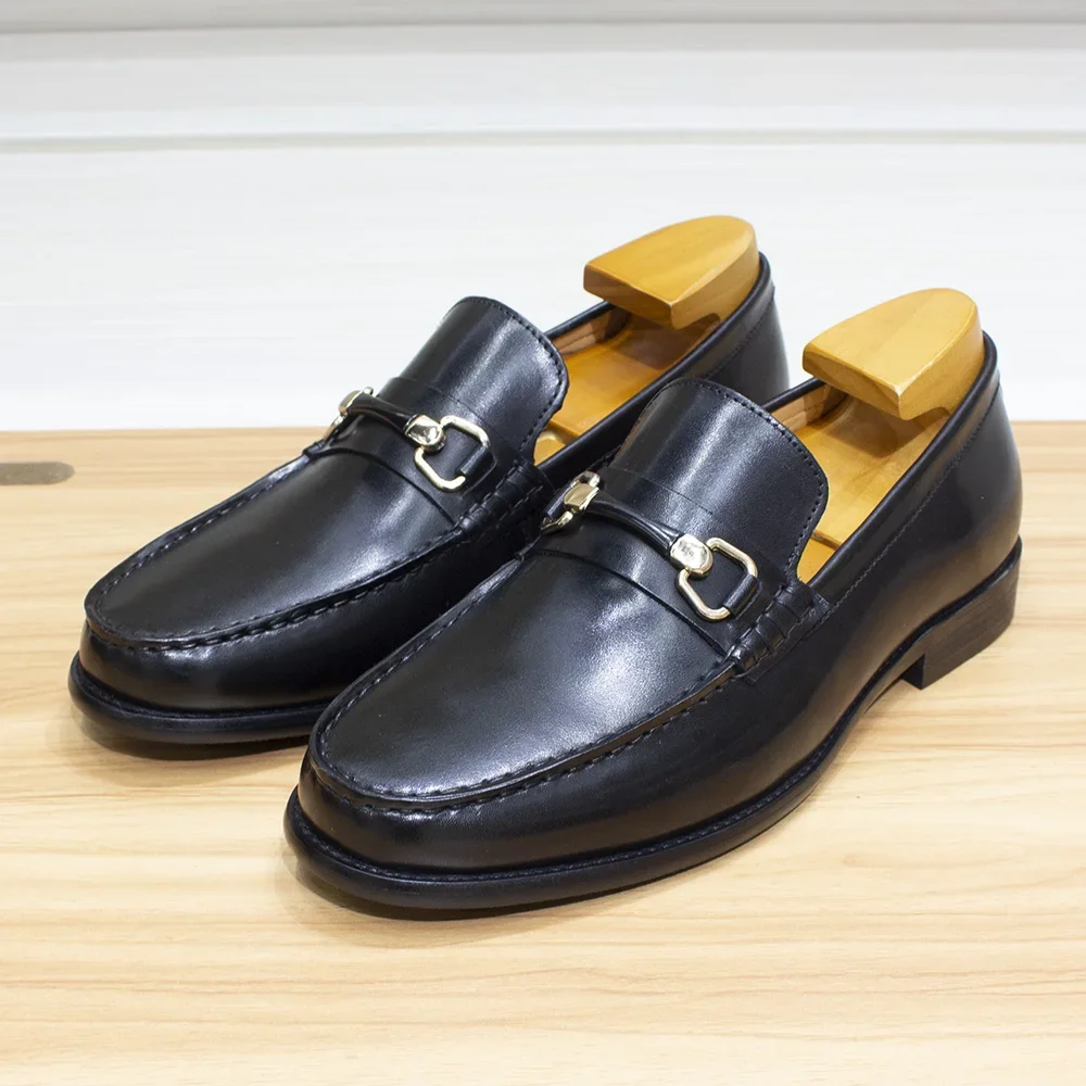 ClassicEdge™ Men’s Metal Chain Leather Loafers – Waterproof Handmade Slip‑Ons 2