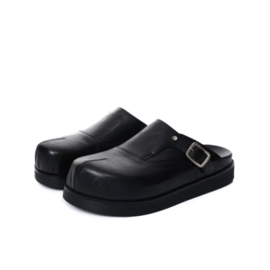 Black Leather Birken Lazy Mules – Unisex Summer Slides