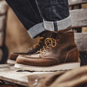 Heritage875™ Men’s Vintage Leather Work Boots – Genuine Cowhide High-Top Winter Ankle Shoes 1