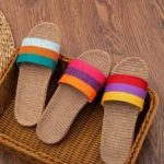 BreezEase™ Women’s Summer Linen Slippers – Lightweight Striped Hemp Slides with EVA Sole 11