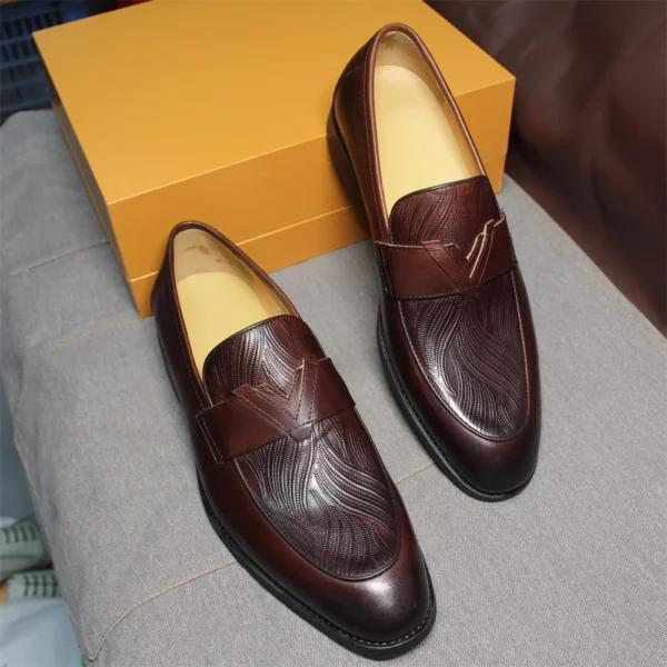 EleganceStride™ Men’s Waterproof Calf Leather Pointed-Toe Loafers | Handmade Dress Shoes 2