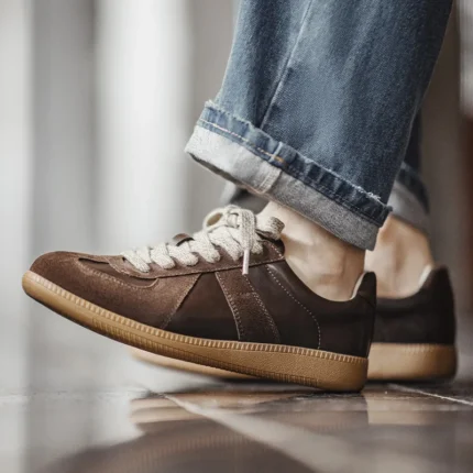 Supreme Cozy Classic™ Brown Spliced German Trainer Sneakers – Men’s Low-Top Autumn/Winter Casual 2