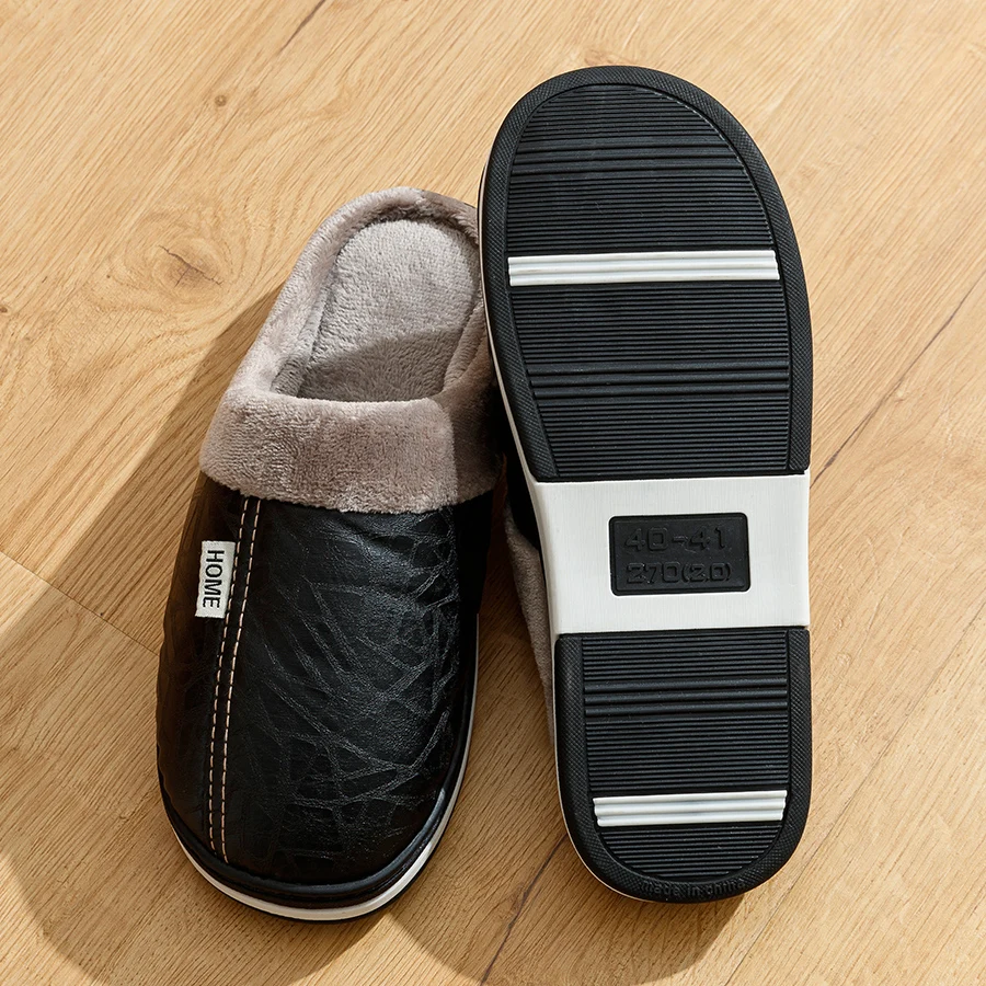 CozyStep™ Comfortable Waterproof PU Leather Winter Slippers – Big Sizes 6