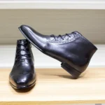 2.8 cm Stylish Waterproof Calf Leather Ankle Boots for Men – RegaliaElite™ High-Top Dress Shoes 4