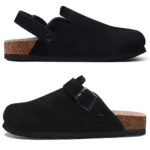 ComfortStep™ Women's Cow Suede Clogs – Cork Footbed Leather Mules with Arch Support & Adjustable Buckle 20