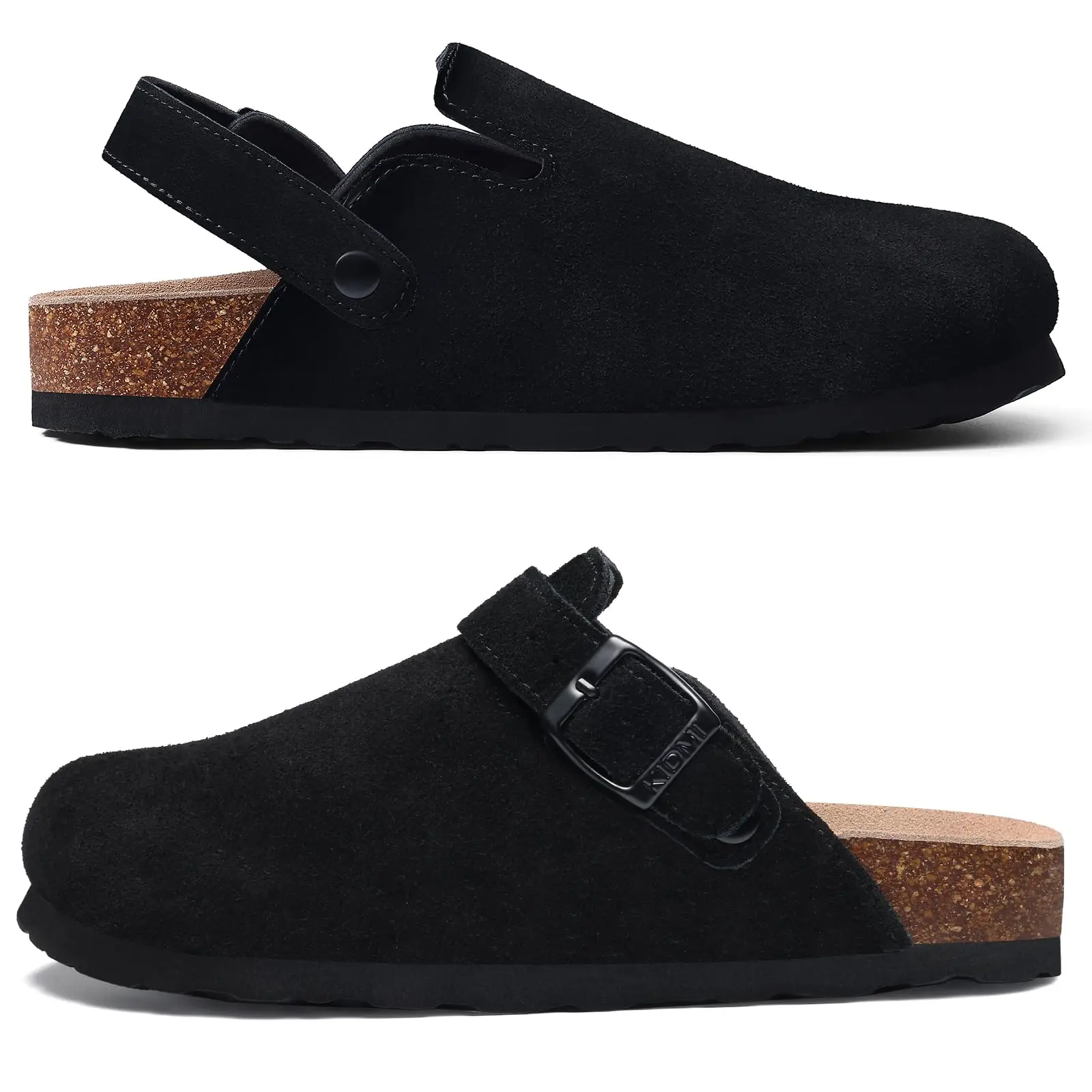 ComfortStep™ Women's Cow Suede Clogs – Cork Footbed Leather Mules with Arch Support & Adjustable Buckle 20
