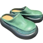 Retro Leather Wedge Beach Slides™ – Women’s Thick Heel Sandals 2
