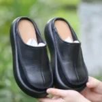 Retro Leather Wedge Beach Slides™ – Women’s Thick Heel Sandals 3