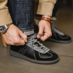 StrasseForm™ Vintage Black Trainer Sneakers – Men’s Low-Top Color-Block Lace-Up Sport Casual Shoes for Spring & Autumn 2