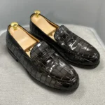 BrandDesign™ Luxury Alligator-Print Penny Loafers – Waterproof Cowhide Slip-Ons 3