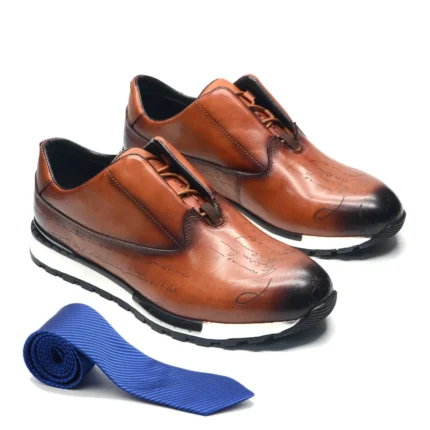 UrbanStride™ Classic Leather Sneakers – Men's Designer Business Casual Shoes 1