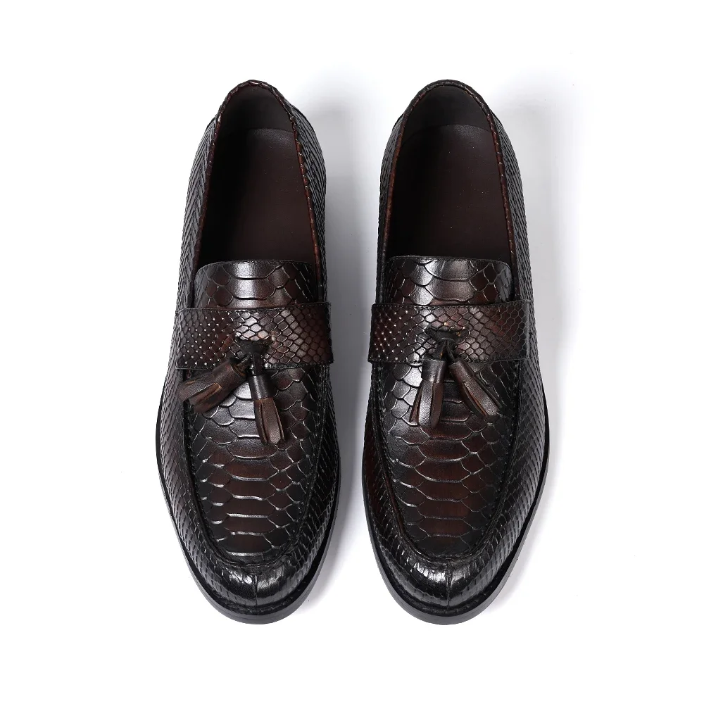 SerpentTassel™ Men’s Snake‑Print Tassel Loafers | Genuine Waterproof Leather Slip‑Ons 5