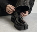 Korean Patent Leather Tabi Thick-Sole loafers – Men’s Split-Toe Thick-Sole Shoes - Image 3