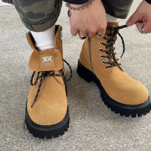 Original Winter Mading Boots™ – Men’s Yellow Cow Suede Ankle Desert Boots with Side Zipper