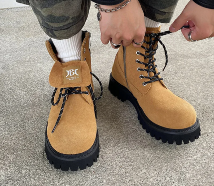 Original Winter Mading Boots™ – Men’s Yellow Cow Suede Ankle Desert Boots with Side Zipper