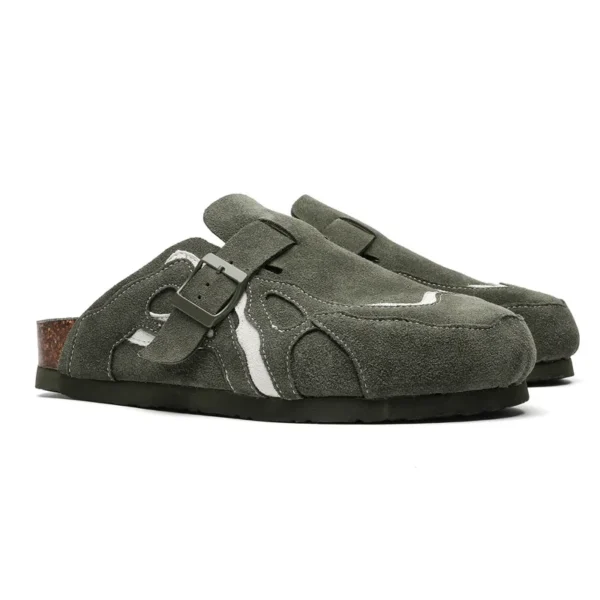 HERITAGECORK™ Men’s Vintage Genuine Leather Cow Suede Cork Mule Slippers – Arch Support Indoor Clogs 4